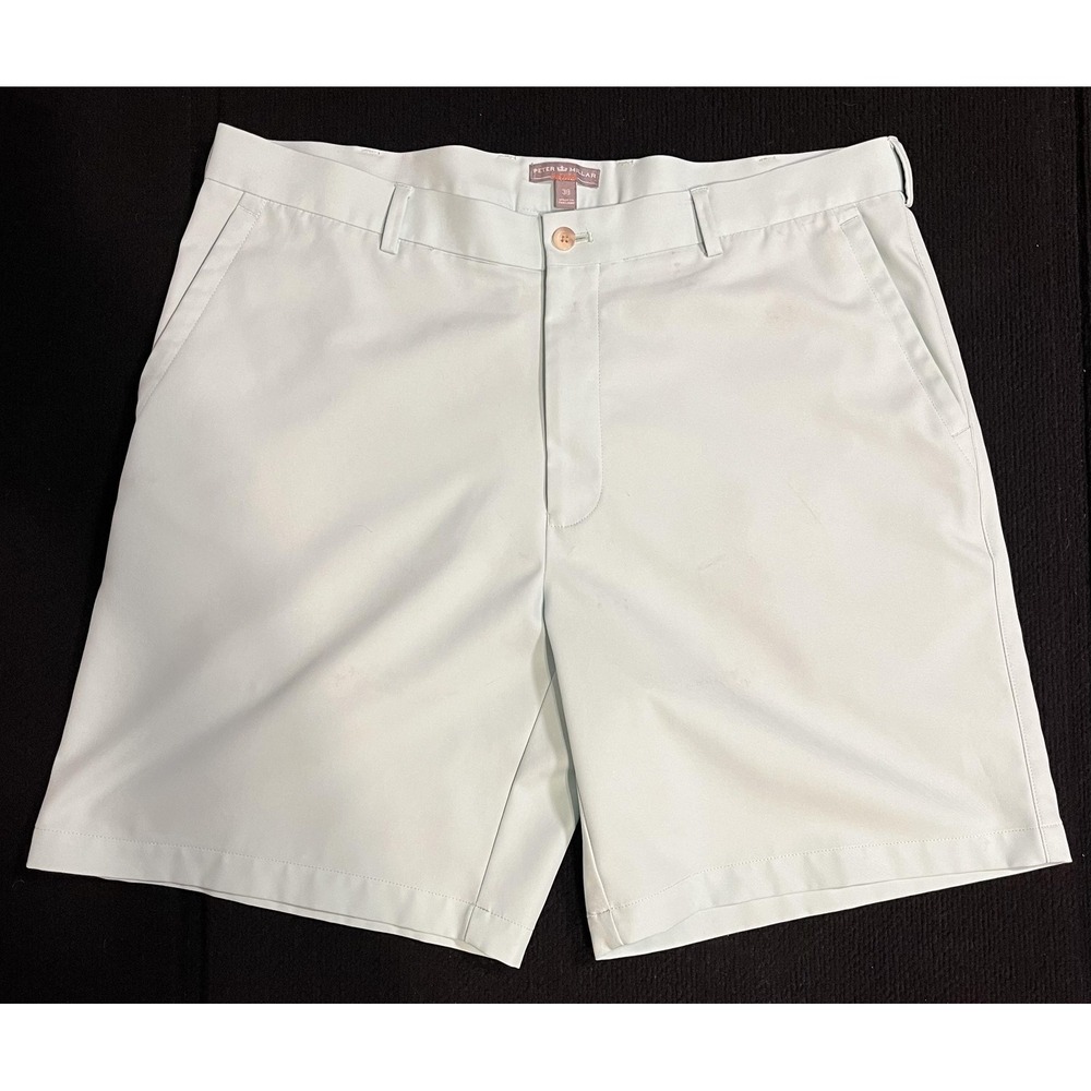 Peter Millar Shorts Mens 38 Light Green Chino Wicking Performance Golf Casual
